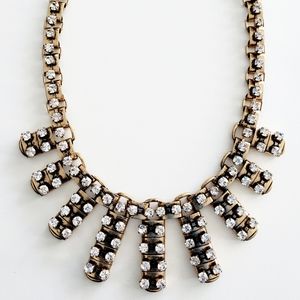 J.CREW Antique Gold Tone Rhinestone Bib Necklace